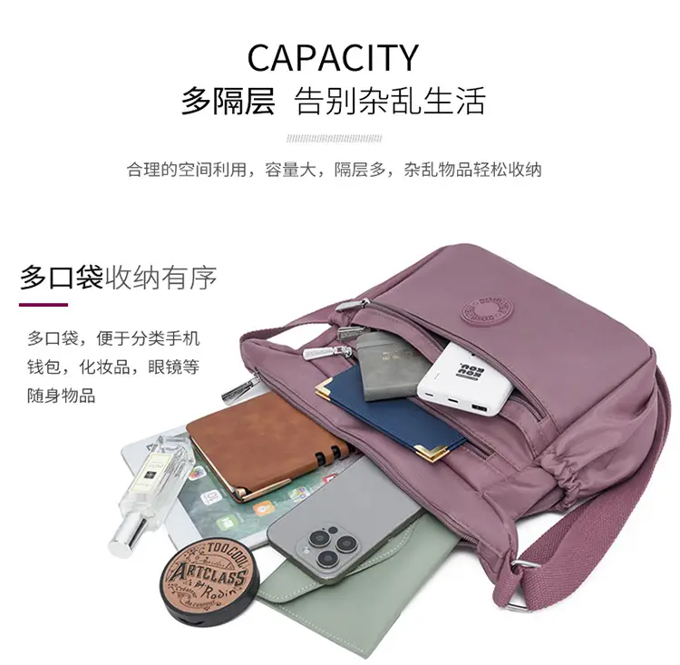 Black Nylon Crossbody Bag for Women Large Capacity — feature 5