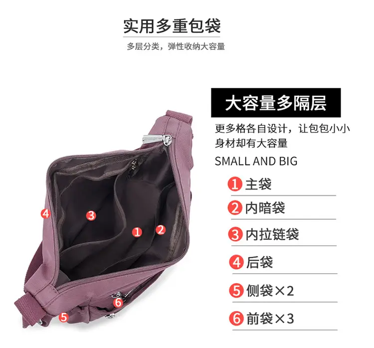 Black Nylon Crossbody Bag for Women Large Capacity — feature 9