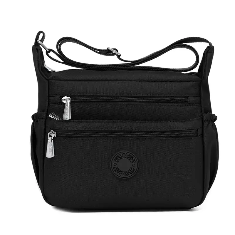 Black Nylon Crossbody Bag for Women Large Capacity