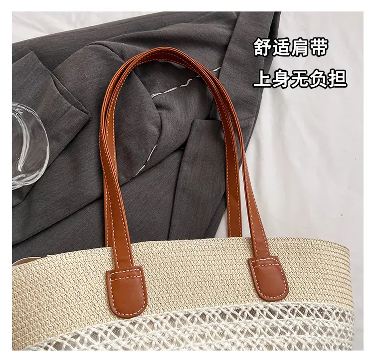 2025 New Striped Straw Bag Large Capacity Fashion Commuter Women's Handbag Tote Basket Stylish Hollow Shoulder Bag — feature 13