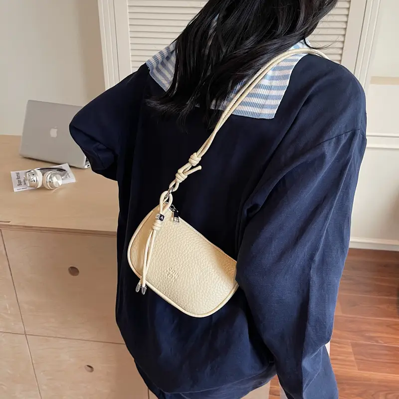 Women Pebbled Shoulder Bag Yellow 2025 Summer