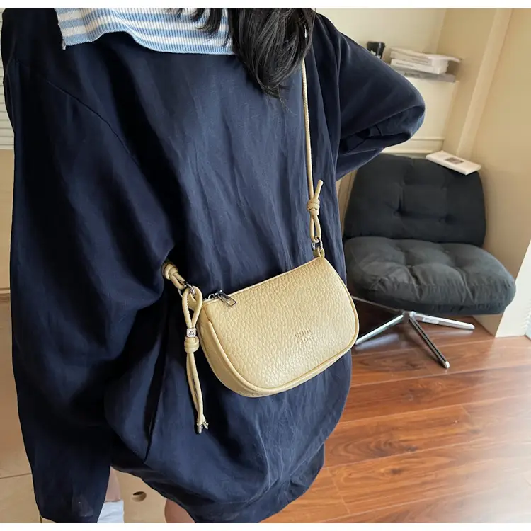 Women Pebbled Shoulder Bag Yellow 2025 Summer — feature 19