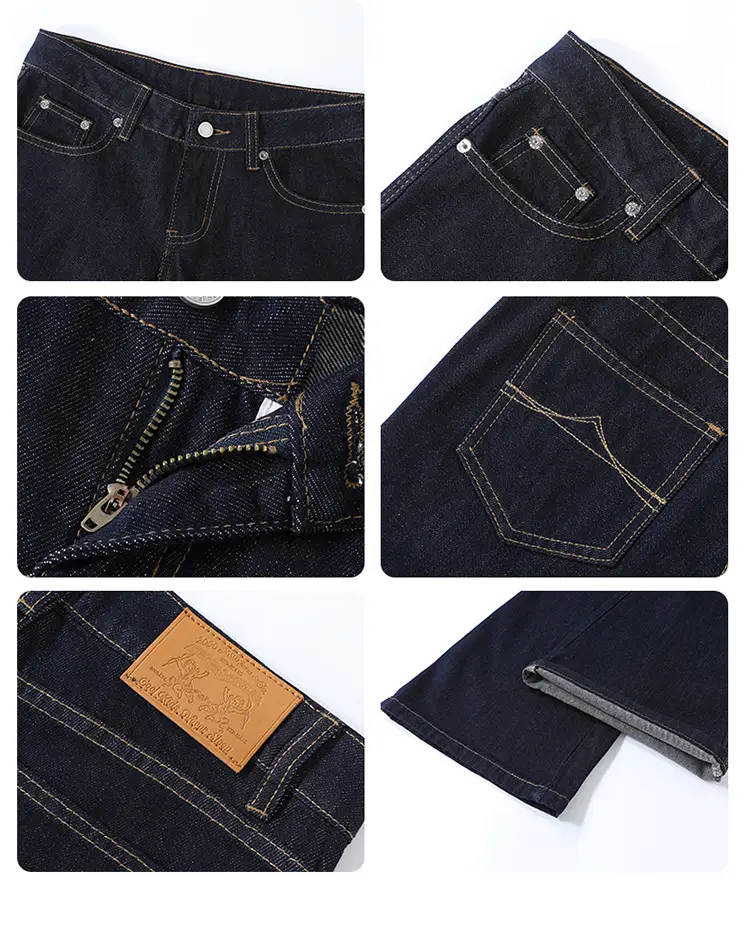 Retro Dark Blue Low Waist Jeans for Women Slim Fit — feature 7