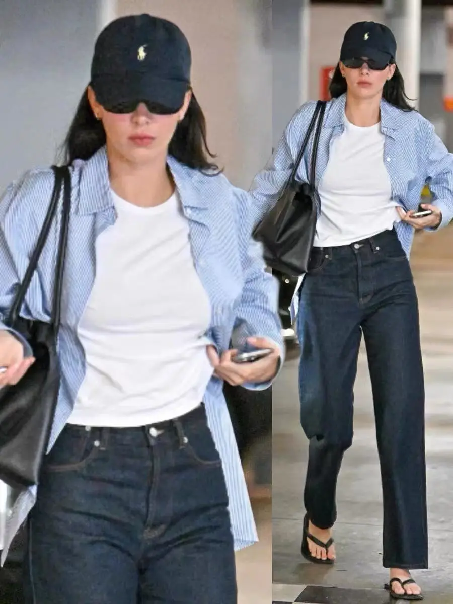 Jennie and Kendall Jenner's Same Style White Round-Neck Short-Sleeve T-Shirt for Women, 2026 Summer New Casual Short Top — feature 6