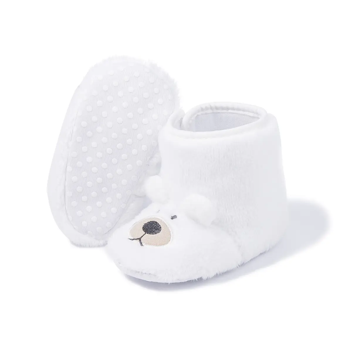 White Velvet Bear Baby Shoes for Baby Boots