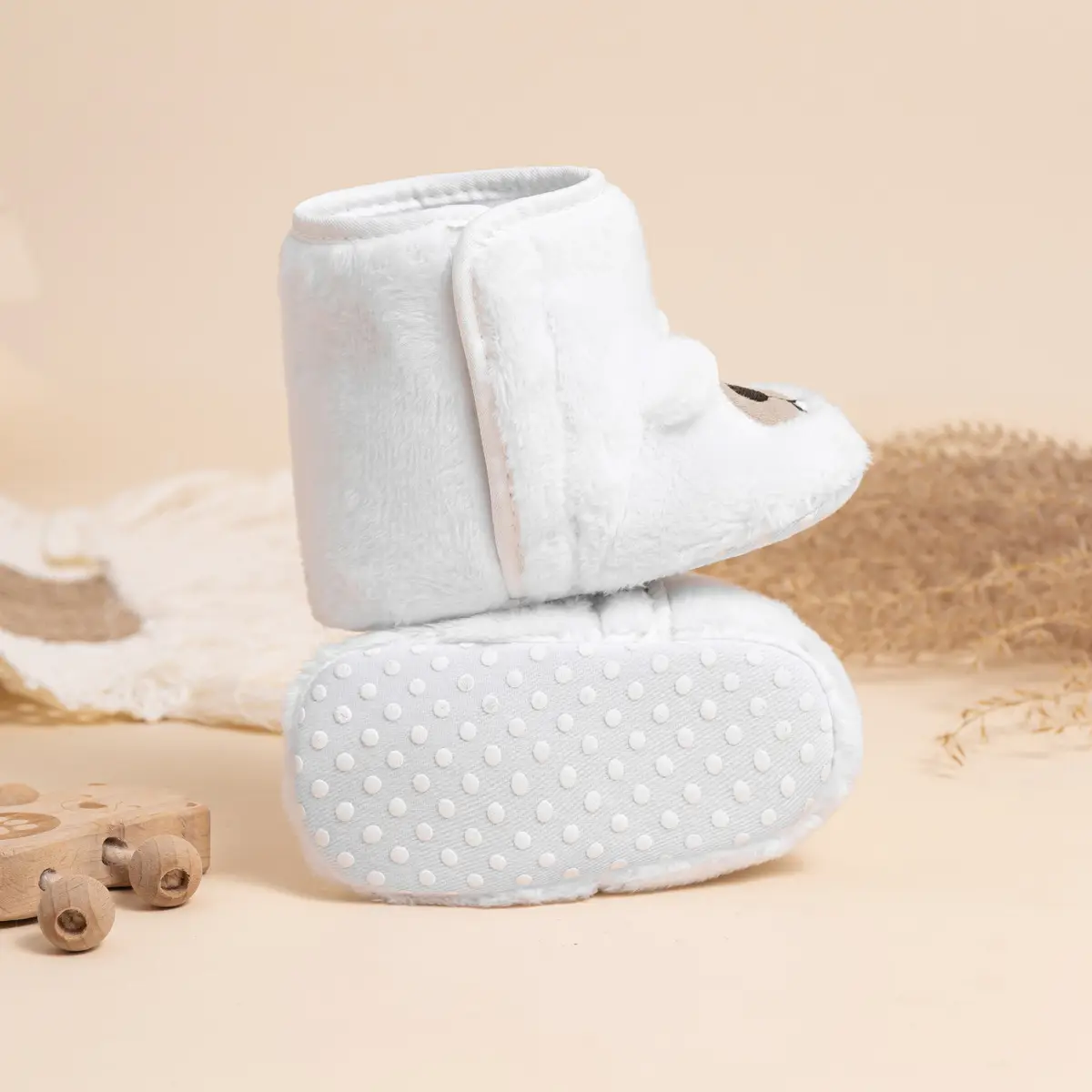 White Velvet Bear Baby Shoes for Baby Boots — feature 12