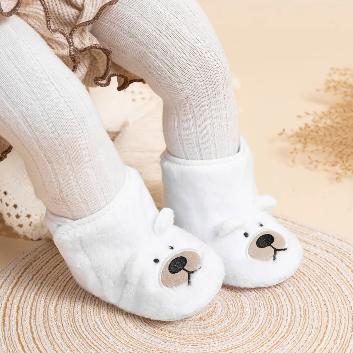White Velvet Bear Baby Shoes for Baby Boots — feature 4