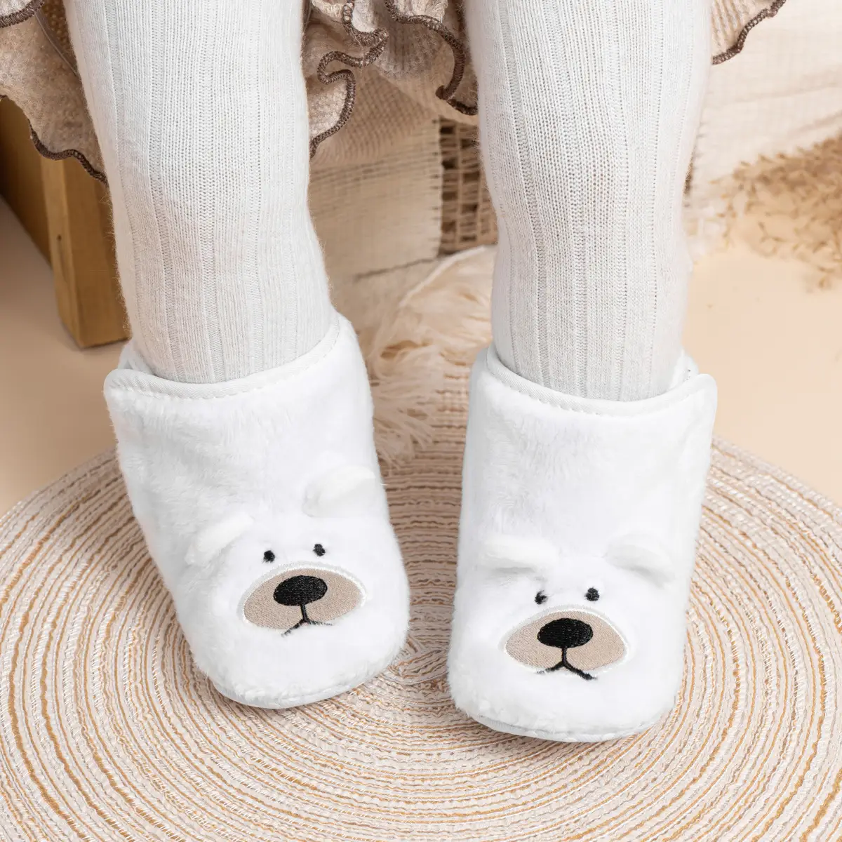 White Velvet Bear Baby Shoes for Baby Boots — feature 5
