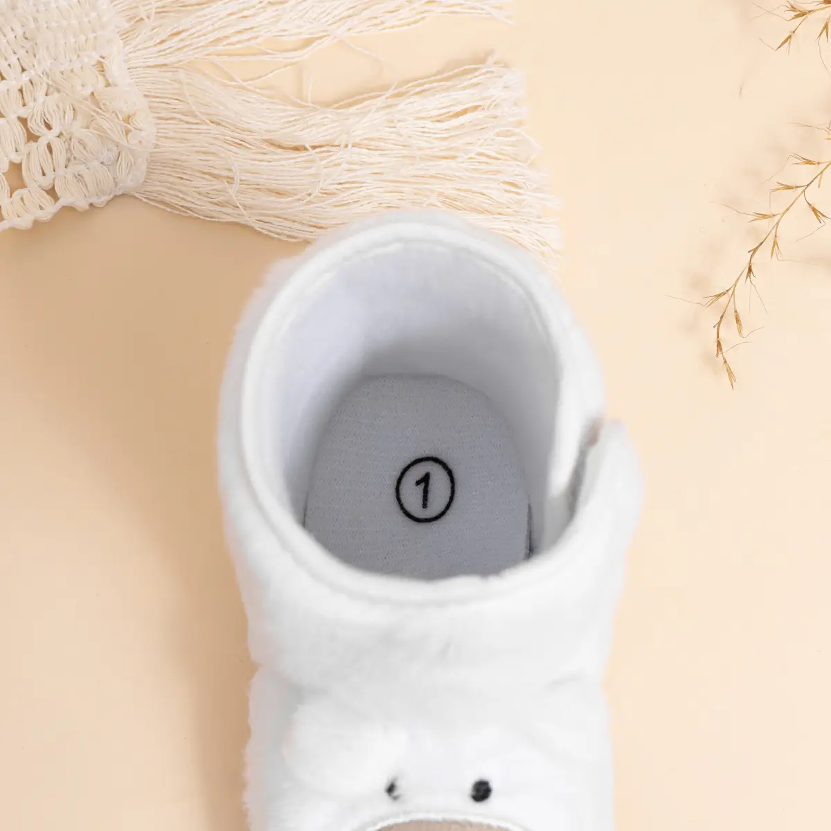 White Velvet Bear Baby Shoes for Baby Boots — feature 9