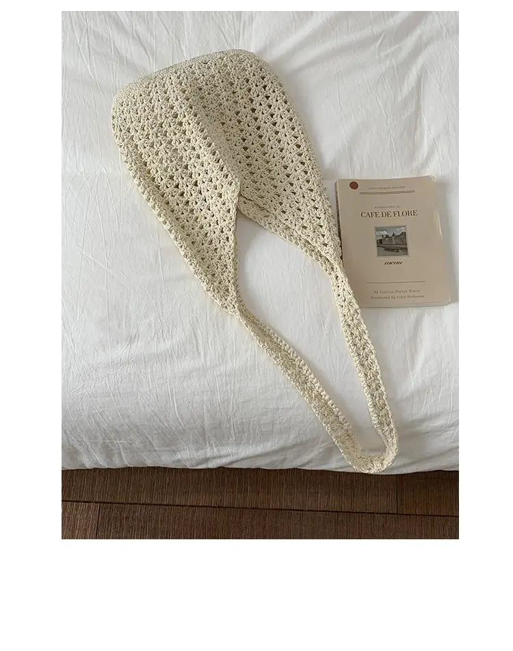 Women's Cream Cut Out Knitted Shoulder Bag Large Capacity — feature 5