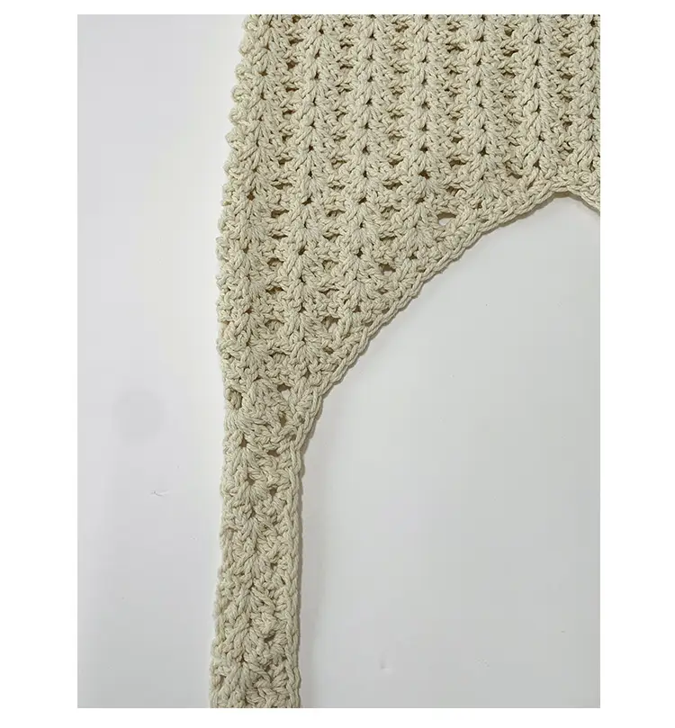 Women's Cream Cut Out Knitted Shoulder Bag Large Capacity — feature 7