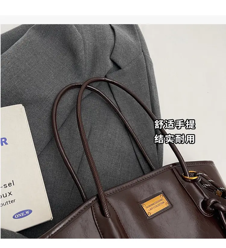 Women's Red Leather Shoulder Tote Bag 2025 Winter New — feature 5