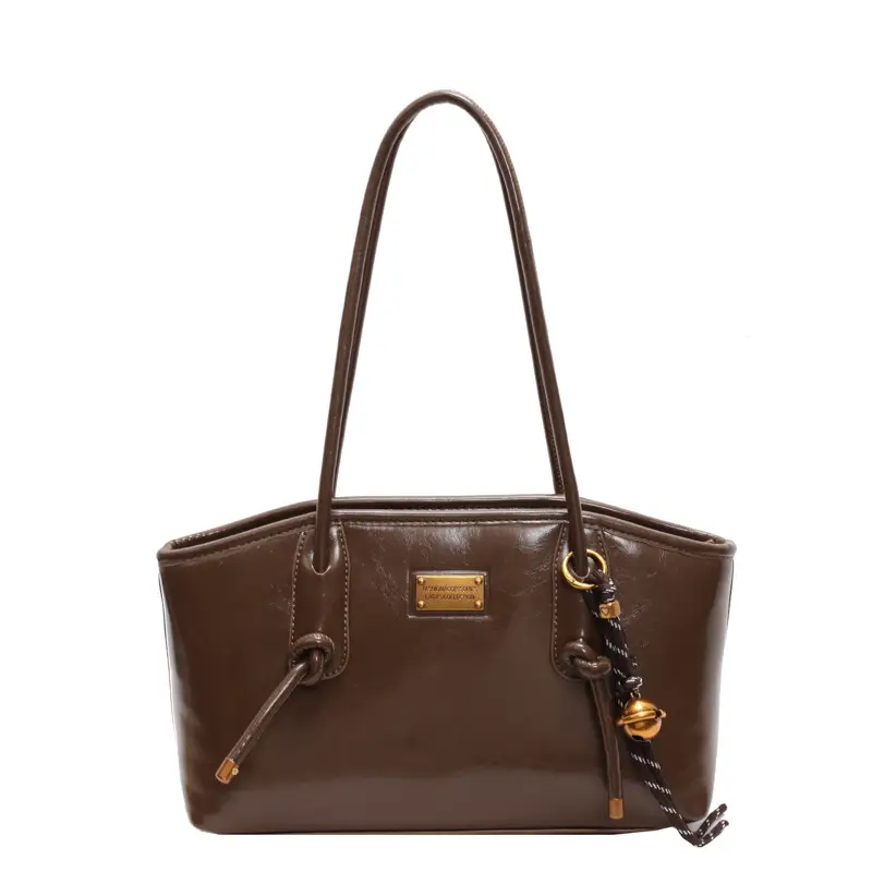 Women's Red Leather Shoulder Tote Bag 2025 Winter New