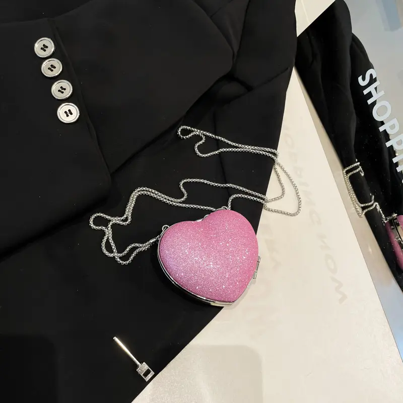 Pink Heart Chain Crossbody Bag for Girls - Image 7