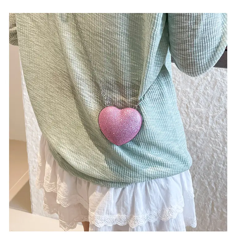 Pink Heart Chain Crossbody Bag for Girls — feature 12