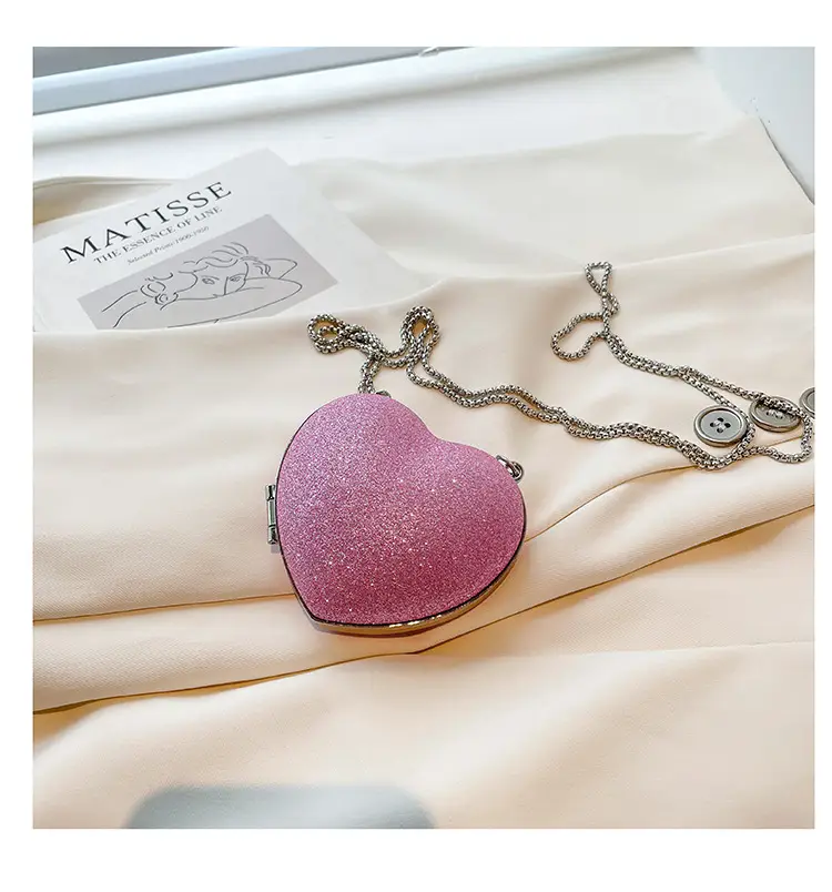 Pink Heart Chain Crossbody Bag for Girls - Image 6