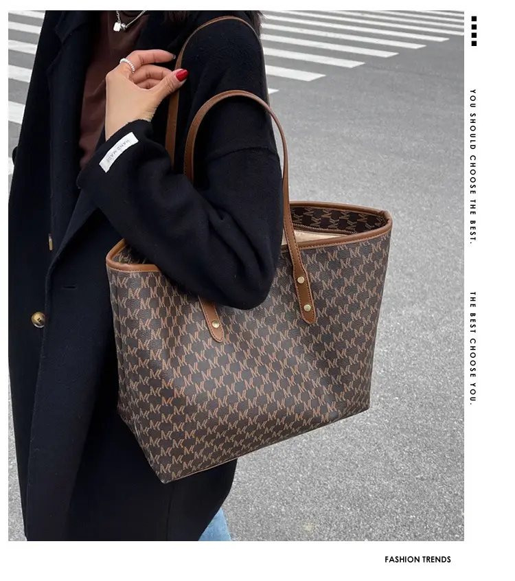 Women Retro Cross-Border Tote Bag Large Capacity Light Luxury — feature 1