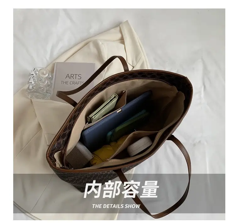 Women Retro Cross-Border Tote Bag Large Capacity Light Luxury — feature 6