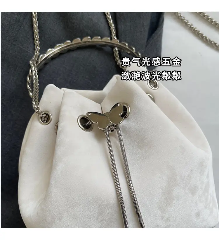 Korean Style Cream Bucket Bag with Chain Handle — feature 6
