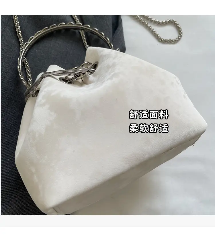 Korean Style Cream Bucket Bag with Chain Handle — feature 8
