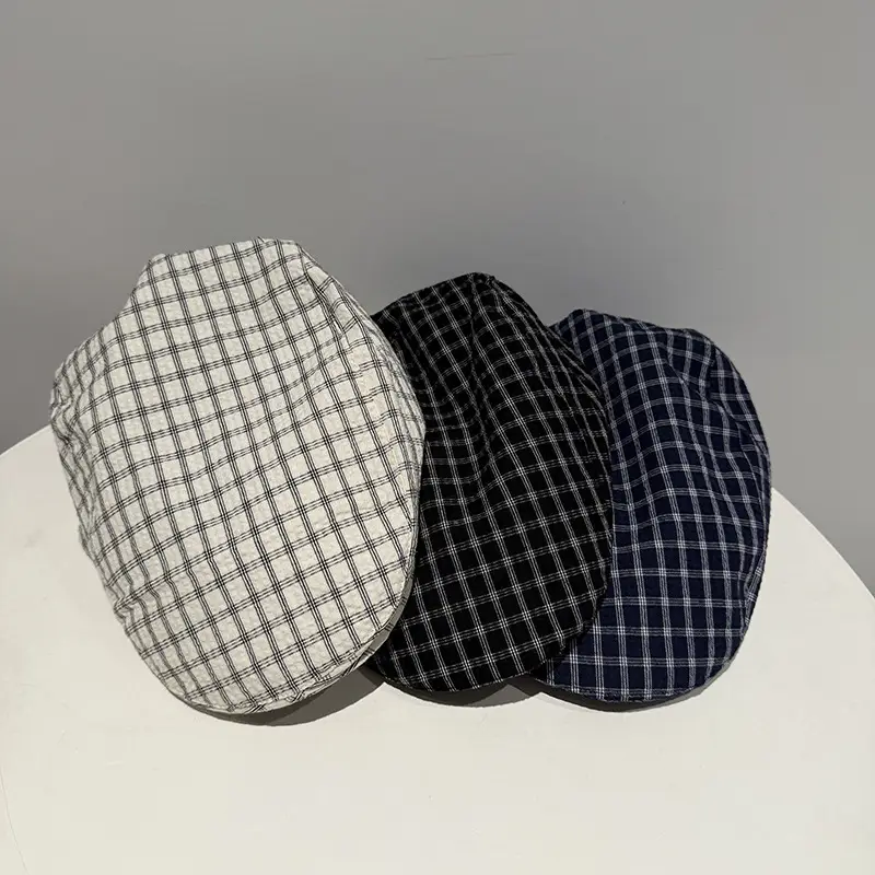 Japanese Retro Plaid Forward Cap Women Spring Summer Autumn Versatile Casual Baseball Cap Artistic Painter Beret Trendy - Image 4