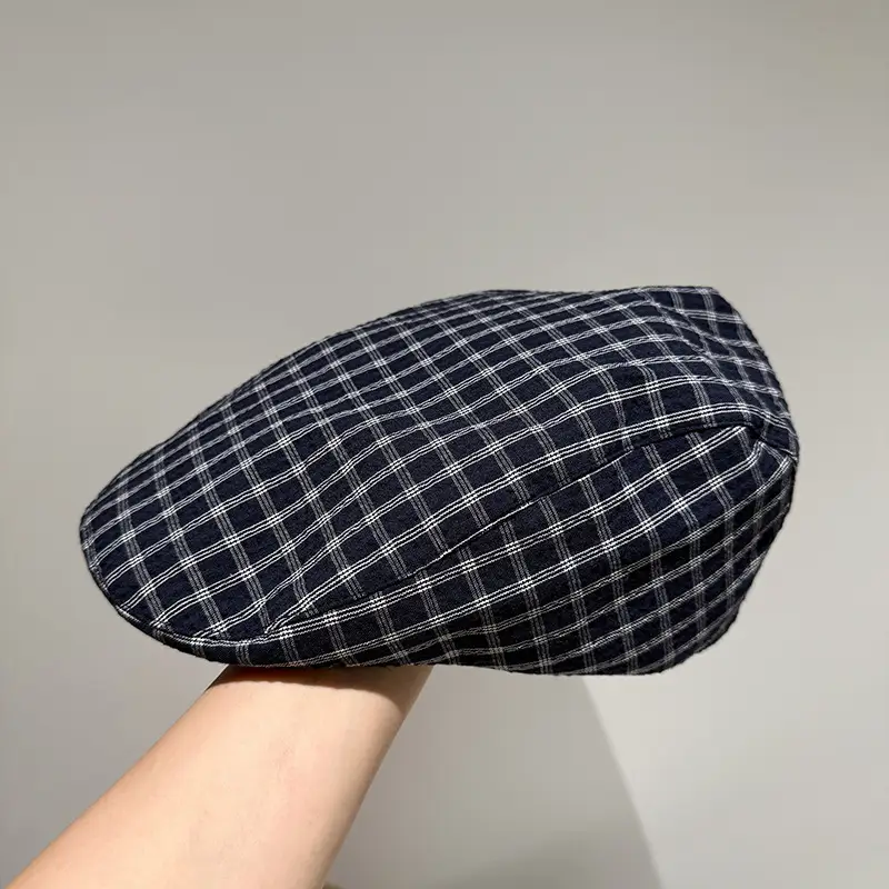 Japanese Retro Plaid Forward Cap Women Spring Summer Autumn Versatile Casual Baseball Cap Artistic Painter Beret Trendy - Image 3