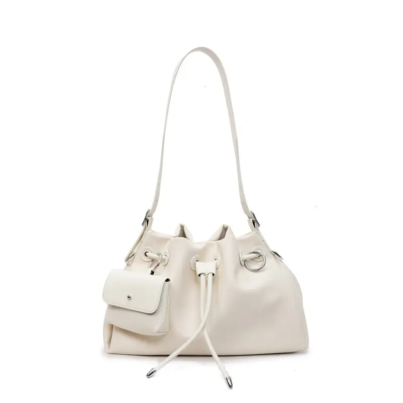 Women Drawstring Bucket Bags Black Yellow Green Beige