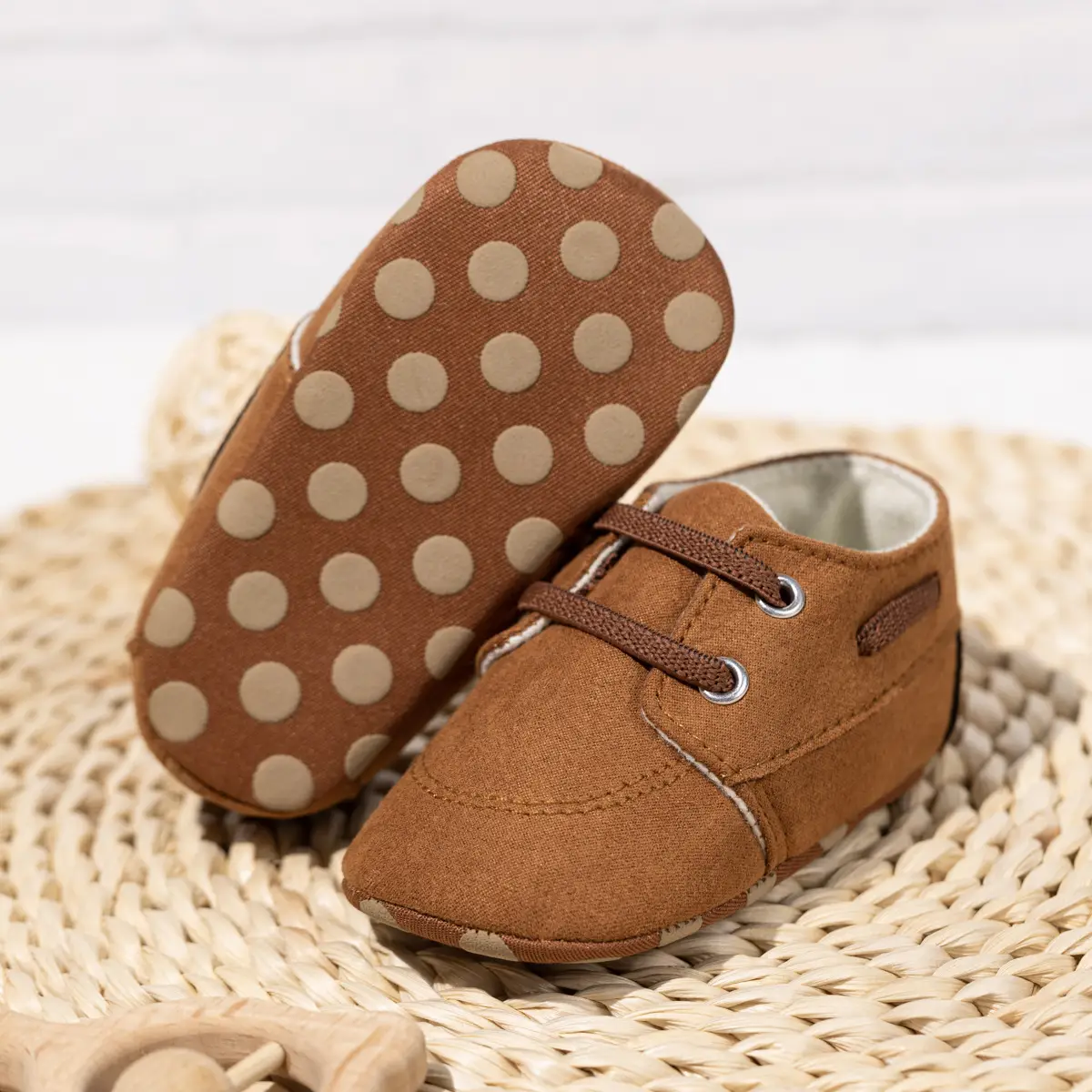 Baby Slip-On Shoes Brown Polka Dot 0-1Yr — feature 11