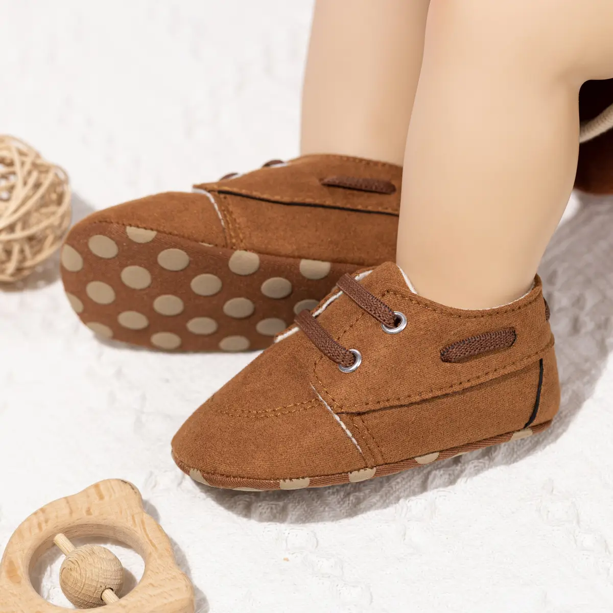 Baby Slip-On Shoes Brown Polka Dot 0-1Yr — feature 4