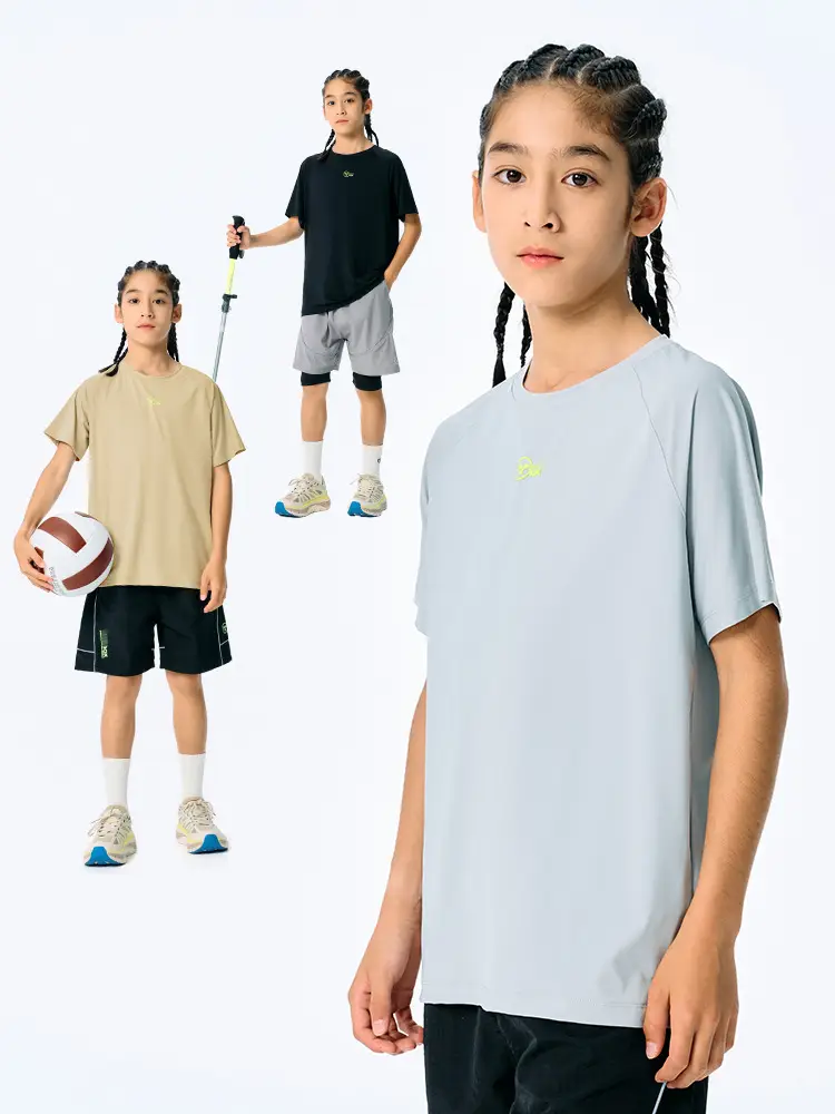 Kids Cotton T-Shirt Beige Short Sleeve Summer Wear - Image 4