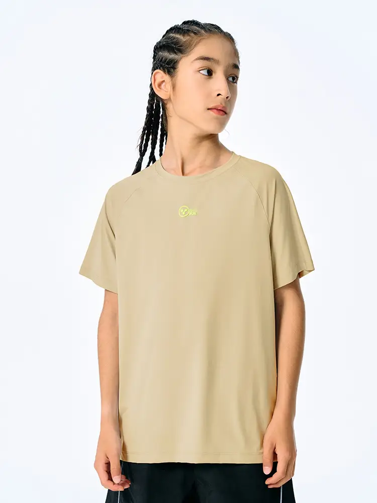 Kids Cotton T-Shirt Beige Short Sleeve Summer Wear - Image 5