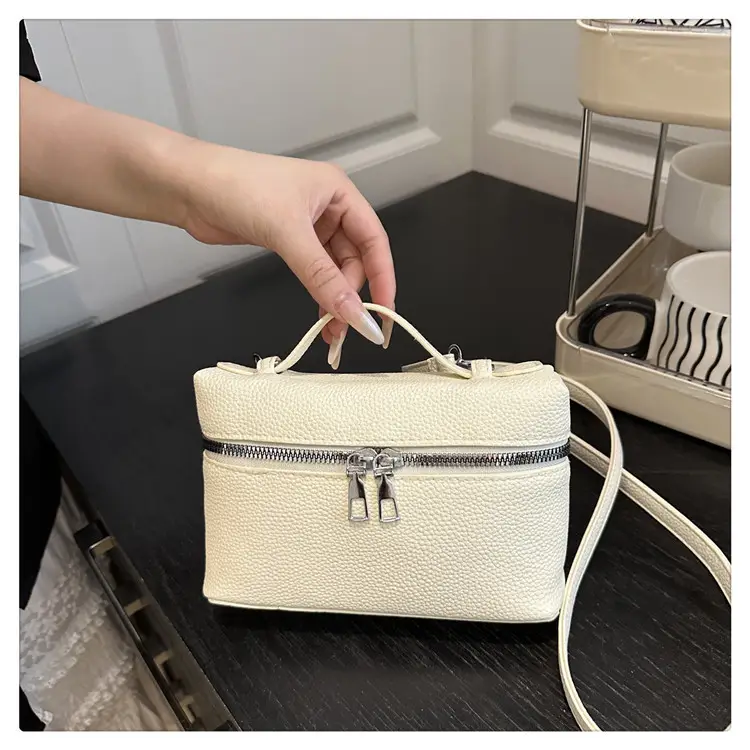 Women's Square Bag with Leather Texture & Shoulder Strap — feature 12