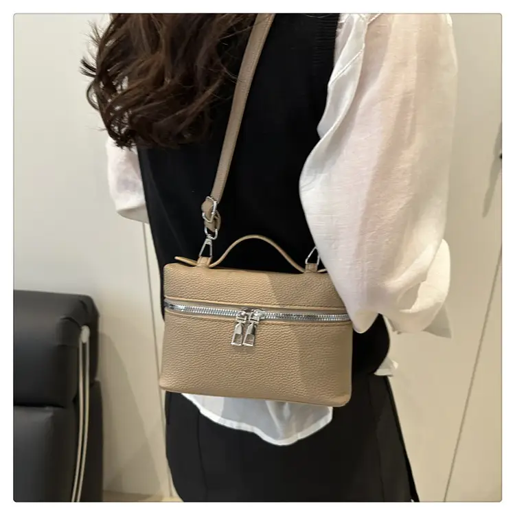 Women's Square Bag with Leather Texture & Shoulder Strap — feature 16