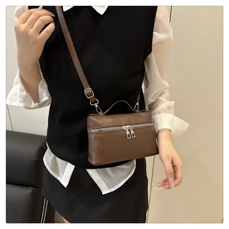 Women's Square Bag with Leather Texture & Shoulder Strap — feature 18