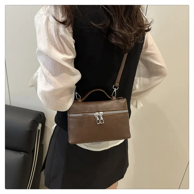 Women's Square Bag with Leather Texture & Shoulder Strap — feature 19
