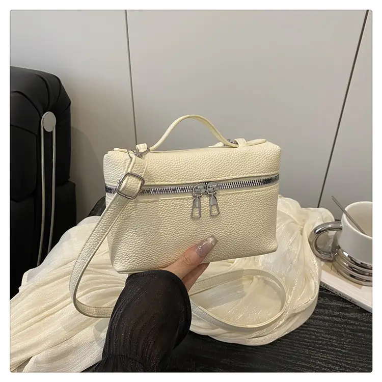 Women's Square Bag with Leather Texture & Shoulder Strap — feature 24