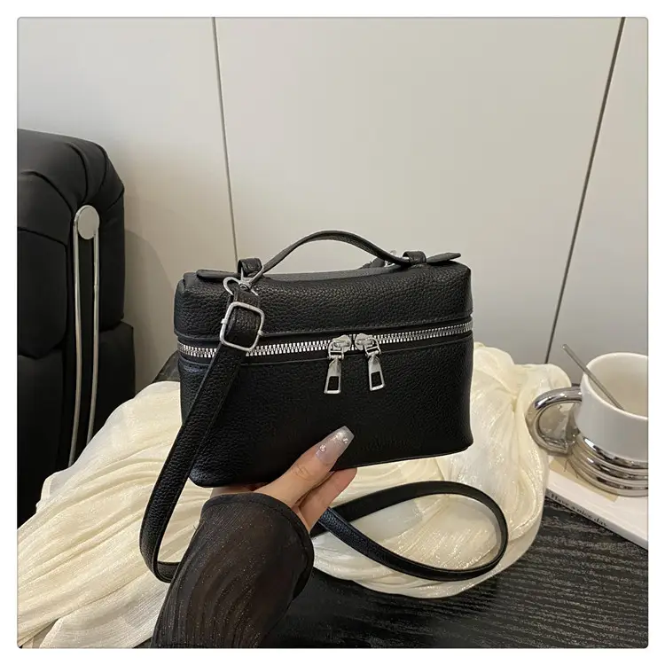 Women's Square Bag with Leather Texture & Shoulder Strap — feature 25