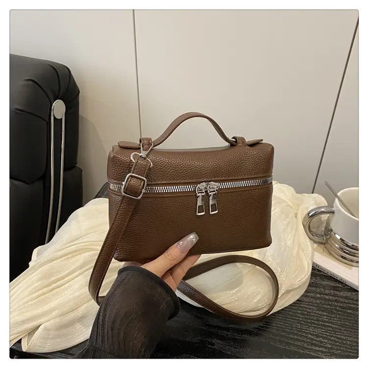 Women's Square Bag with Leather Texture & Shoulder Strap — feature 27