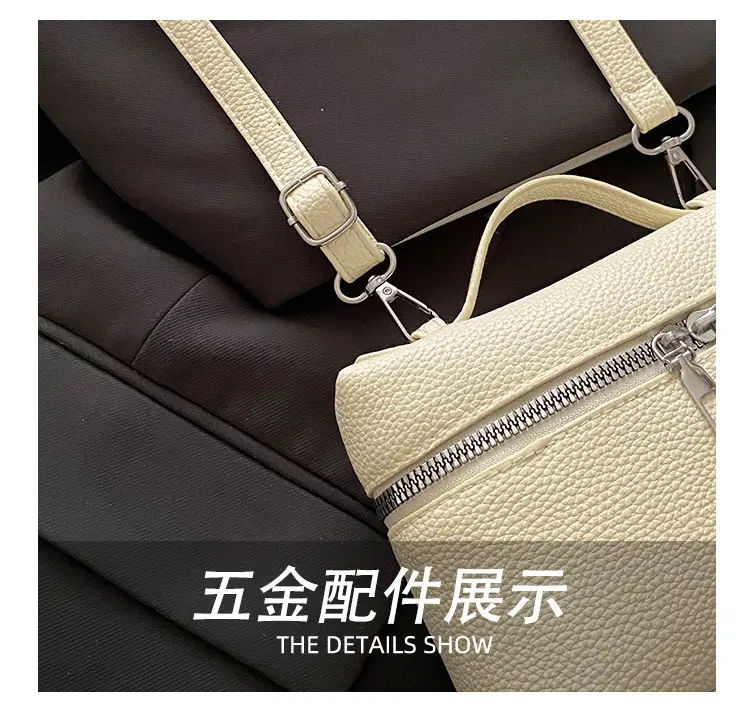 Women's Square Bag with Leather Texture & Shoulder Strap — feature 5