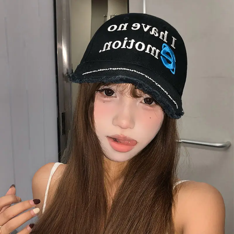 American Retro Black Letter Embroidery Duckbill Cap for Women - Image 2