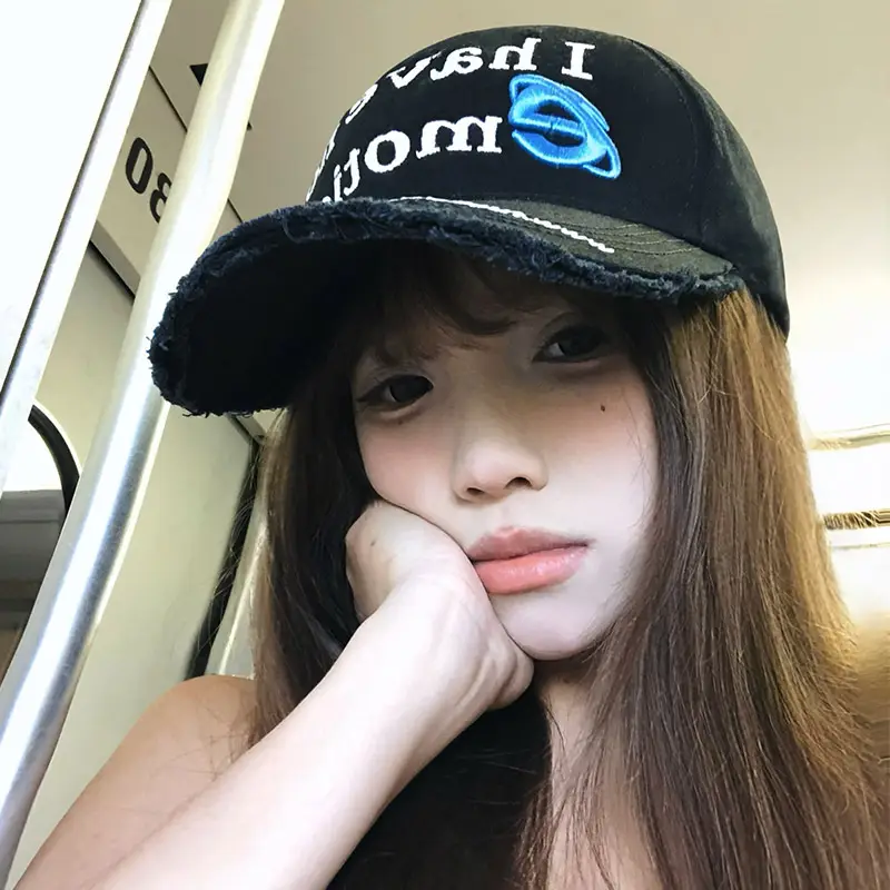 American Retro Black Letter Embroidery Duckbill Cap for Women - Image 3