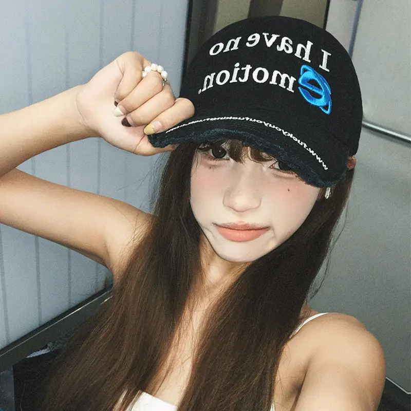 American Retro Black Letter Embroidery Duckbill Cap for Women - Image 4