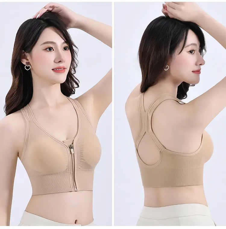 Sports Bra Women's Large Size High-Strength Shock-Proof Front Zipper Fitness Yoga Running Anti-Sagging Tube Top Bra — feature 18