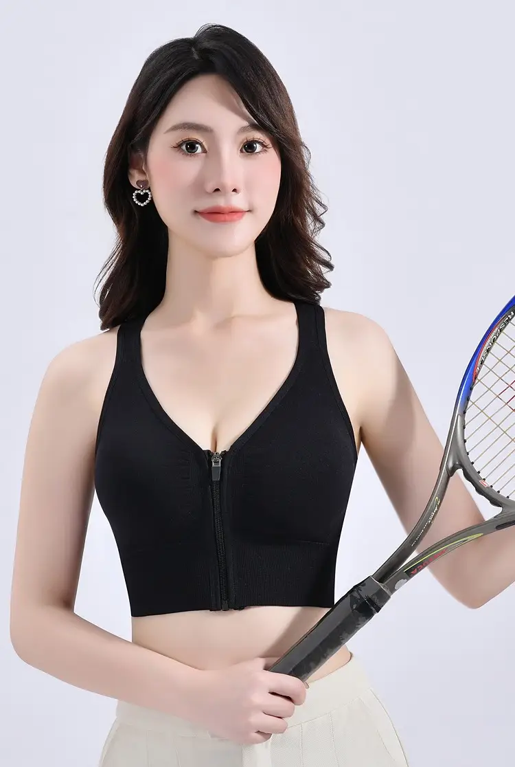 Sports Bra Women's Large Size High-Strength Shock-Proof Front Zipper Fitness Yoga Running Anti-Sagging Tube Top Bra — feature 19