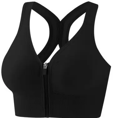 Sports Bra Women's Large Size High-Strength Shock-Proof Front Zipper Fitness Yoga Running Anti-Sagging Tube Top Bra