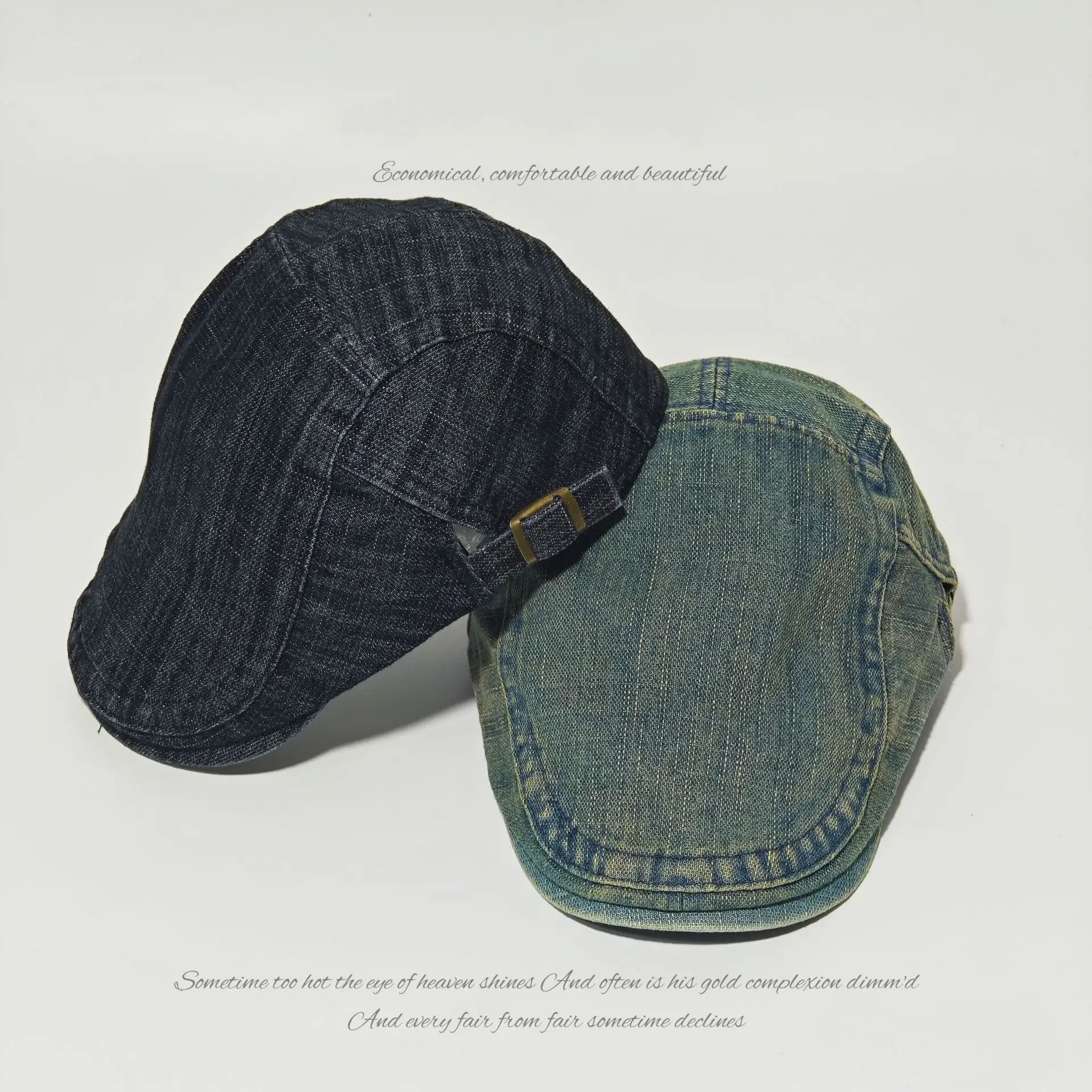 Women Denim Distressed Hat Retro Forward Retro Painter Beret Wholesale