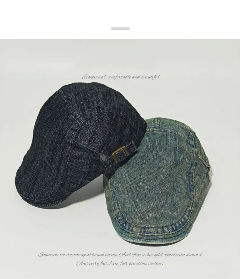 Women Denim Distressed Hat Retro Forward Retro Painter Beret Wholesale — feature 6