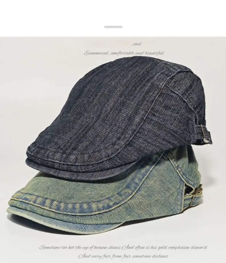 Women Denim Distressed Hat Retro Forward Retro Painter Beret Wholesale — feature 7