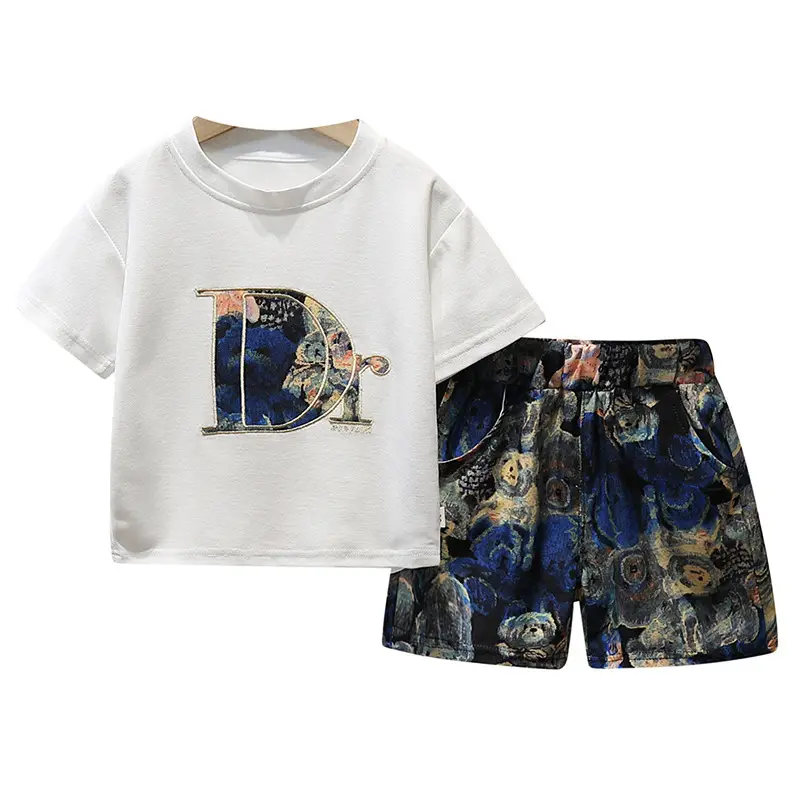 Kids Short Sleeve Suit Black Beige Korean Style - Image 37