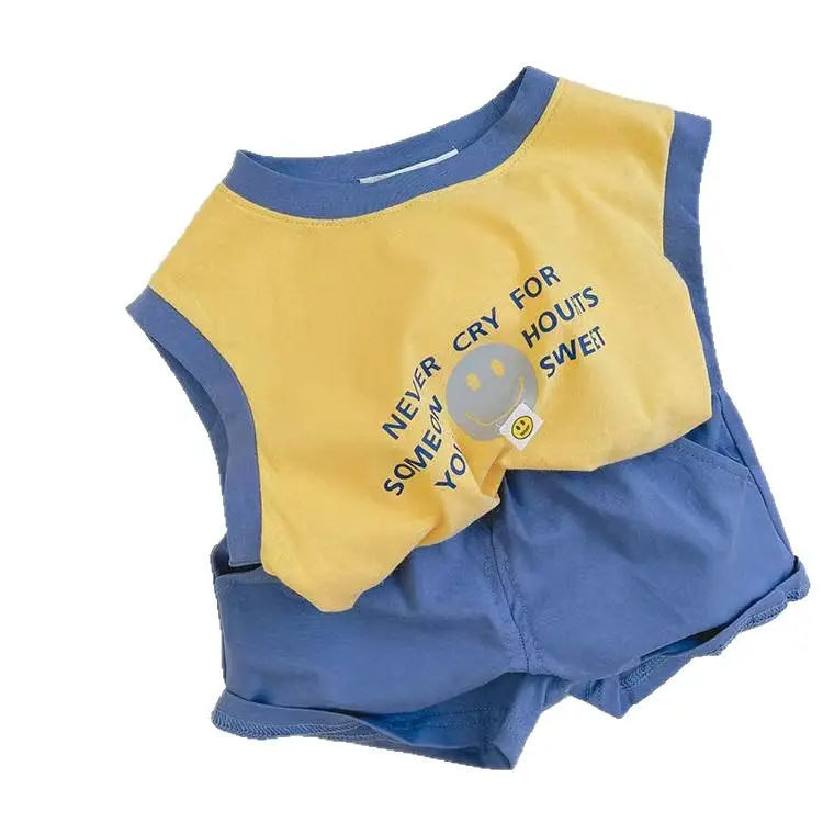 Pure Cotton Sleeveless T-Shirt Vest Shorts Suit Boys Summer - Image 7